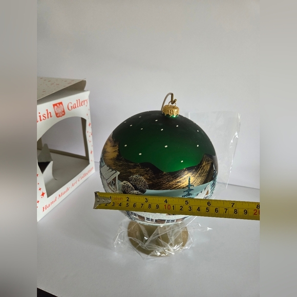 New Polish Galery Winter Scene Christmas Ball Glass Ornament Hand Painted - Picture 6 of 7